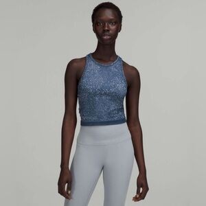 Lululemon Ebb to Street Cropped Racerback Tank Top Distorted Noise Mineral Blue